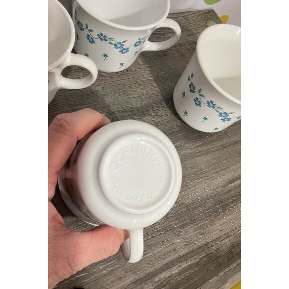 Corelle Forget Me Not Pattern Set Of 4 Corning Mugs 8 OZ - Picture 10 of 11